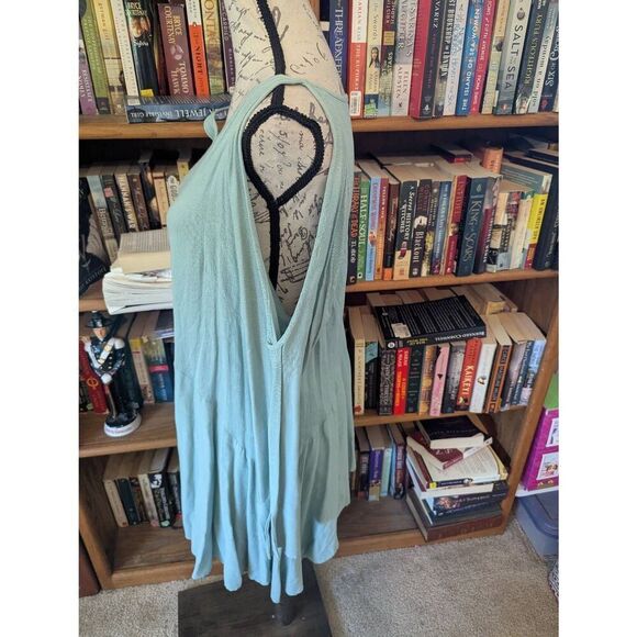 Free People Cold Shoulder Tunic Mini Dress Women's Small Mint Green Rayon - Picture 5 of 8